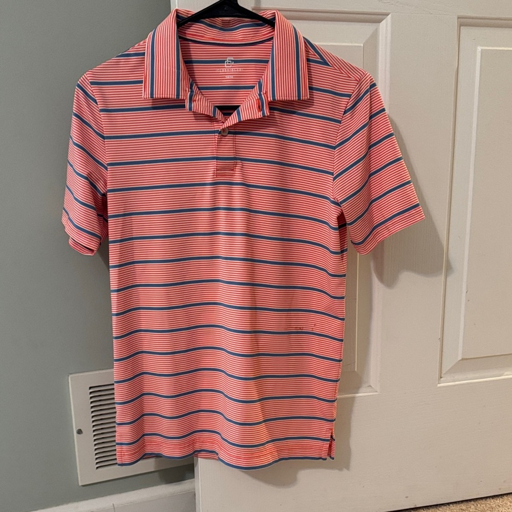 Striped Polo Shirt - Orange and Blue
